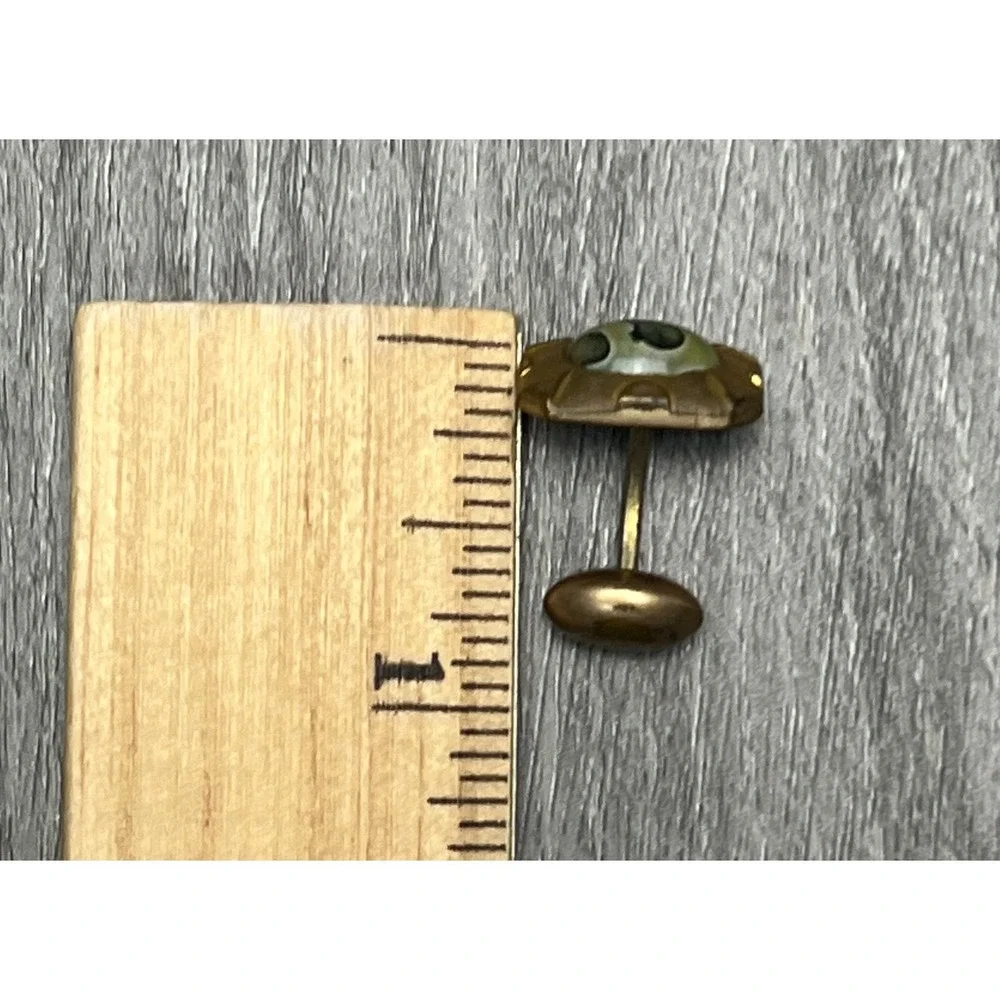 Antique HA & CO Gold Tone Green Stone Cufflinks Men's Vintage Jewelry